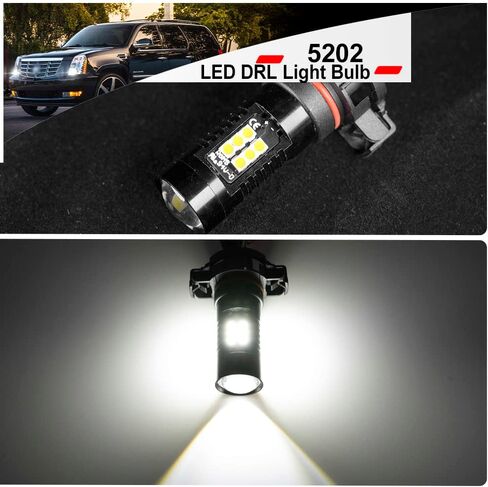 NSLUMO 5202 5201 Led Daytime Running Light Bulbs for 2007-2014 Cadillac CTS Escalade Super Bright 6000K Xenon White PS19W PS24W DRL Lamp Bulbs Replacement Canbus(Pack of 2) in Saudi Arabia
