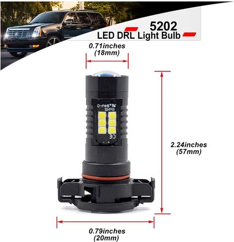 NSLUMO 5202 5201 Led Daytime Running Light Bulbs for 2007-2014 Cadillac CTS Escalade Super Bright 6000K Xenon White PS19W PS24W DRL Lamp Bulbs Replacement Canbus(Pack of 2) in Saudi Arabia