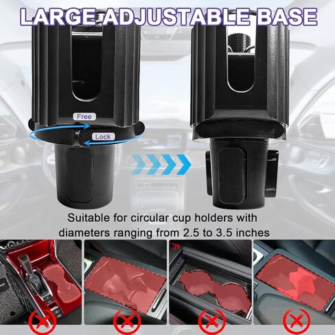 صينية حامل أكواب السيارة المطورة، صينية طعام حامل أكواب قابلة للتمديد 4 في 1 للسيارة مع حامل هاتف وحاملات أكواب مزدوجة، صينية السيارة لحامل الأكواب الدائرية، ملحقات أساسيات رحلة الطريق (1) in Kuwait