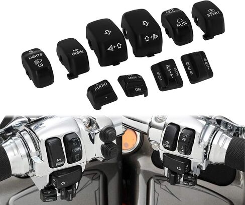 YHMTIVTU غطاء غطاء مفتاح التحكم اليدوي مناسب لـ 1996-2013 Harley Touring Electra Glide Street Glide Road Glide Road King 10 قطع باللون الأسود in Saudi Arabia