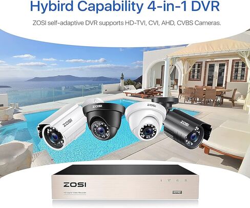 ZOSI H.265+ 5MP Lite 8 Channel CCTV DVR Recorder,8CH 1080p Hybrid 4-in-1 Analog/AHD/TVI/CVI Surveillance DVR for 720P/1080P Security Camera System, Not with Hard Drive (Renewed) in Saudi Arabia