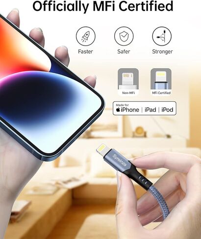 شاحن iPhone سريع الشحن [معتمد من MFi] 2 حزمة من كابل لايتنينج سلك شاحن iPhone مضفر من النايلون بطول 6 أقدام متوافق مع iPhone 14/13/12/11 Pro Max/XS/XR/X /8/7/6 in Kuwait