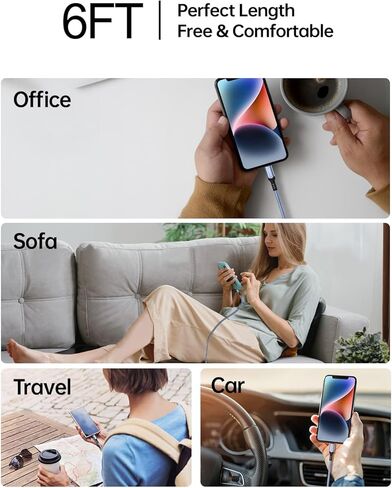 شاحن iPhone سريع الشحن [معتمد من MFi] 2 حزمة من كابل لايتنينج سلك شاحن iPhone مضفر من النايلون بطول 6 أقدام متوافق مع iPhone 14/13/12/11 Pro Max/XS/XR/X /8/7/6 in Kuwait