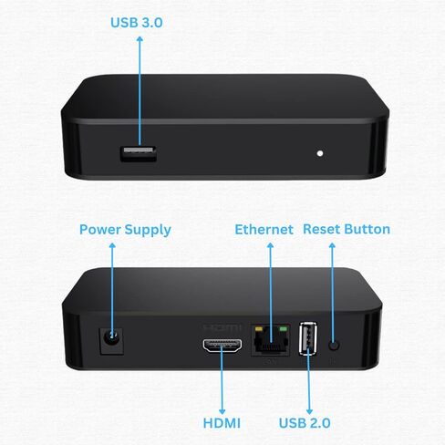 Raxxio MAG522w3 Linux 4.9 Set-Top Box - مجموعة شرائح Amlogic S905X2 مع ذاكرة الوصول العشوائي DDR3 سعة 1 جيجابايت، وذاكرة فلاش 4 جيجابايت، ودعم 4K وHEVC، ثنائي النطاق 2.4G/5G 2T2R ac WiFi، USB 2.0/3.0، وكابل HDMI وجهاز تحكم عن بعد in Kuwait