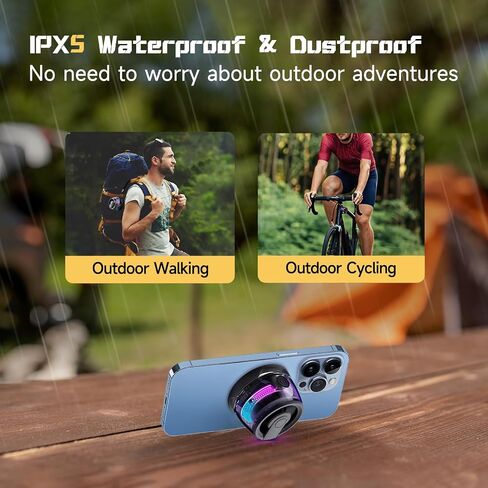 Magnetic Bluetooth Speaker, Wireless Phone Stand Gaming Speaker, BT 5.2 for Metal Surface Magsafe Android, IPX5 Waterproof for Shower, Outdoor, Golf, Small Portable, RGB Light, Gift for Teens in Saudi Arabia