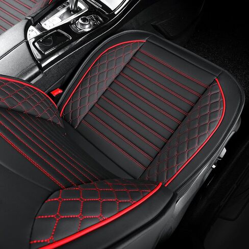 أغطية مقاعد جلدية للسيارات، أغطية مقاعد السيارة المقاعد الأمامية فقط، أغطية مقاعد السيارات للشاحنات، سيارات الدفع الرباعي، الجلود، ملاءمة عالمية، وسائد مقاعد المركبات (الزوج الأمامي، أسود) in Kuwait