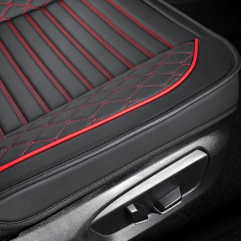 أغطية مقاعد جلدية للسيارات، أغطية مقاعد السيارة المقاعد الأمامية فقط، أغطية مقاعد السيارات للشاحنات، سيارات الدفع الرباعي، الجلود، ملاءمة عالمية، وسائد مقاعد المركبات (الزوج الأمامي، أسود) in Kuwait