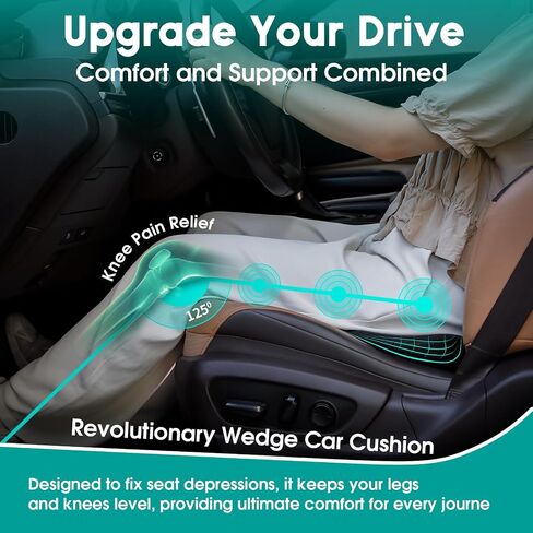 Car Seat Cushions for Driving - Memory Foam Car Lumbar Support Pillow or Wedge Seat Cushion Pad, Truck Drivers Tailbone&Sciatica Pain Relief - Improved Ergonomic Design for Driving Posture and Comfor in Saudi Arabia