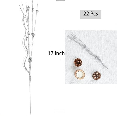 Lvydec 22pcs Christmas Glitter Berries Stems, 17" Artificial Christmas Picks for Christmas Tree Ornaments, DIY Xmas Wreath, Crafts, Holiday and Home Decor (Blue) in Kuwait