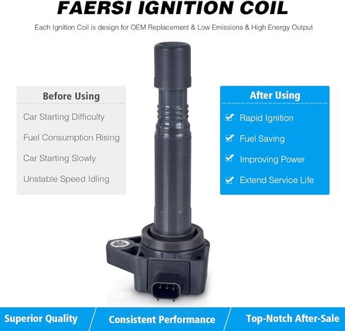FAERSI Pack of 6 Ignition Coils Pack Compatible with 2009 2010 2011 2012 2013 2014 Honda Pilot Ridgeline 3.5L,2010-2014 Acura MDX ZDX 3.7L, Replace OE# UF624, 30520-RN0-A01, E1124 in Saudi Arabia