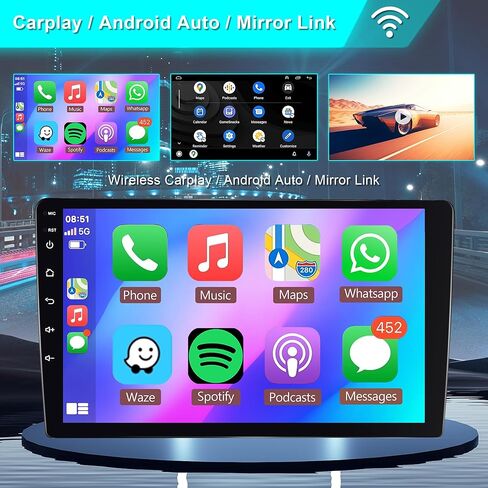 راديو ستيريو للسيارة Android لسيارة Toyota Sequoia 2008-2019/Toyota Tundra 2007-2013، راديو السيارة اللاسلكي CarPlay Android Auto، 8 Core 4G+64G 10.1 بوصة IPS تعمل باللمس، WiFi، GPS، FM/RDS، بلوتوث، كاميرا خلفية in Saudi Arabia