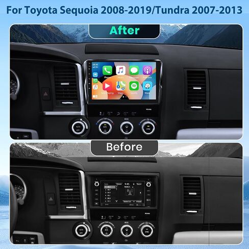 راديو ستيريو للسيارة Android لسيارة Toyota Sequoia 2008-2019/Toyota Tundra 2007-2013، راديو السيارة اللاسلكي CarPlay Android Auto، 8 Core 4G+64G 10.1 بوصة IPS تعمل باللمس، WiFi، GPS، FM/RDS، بلوتوث، كاميرا خلفية in Saudi Arabia