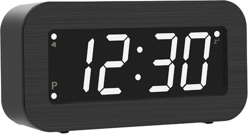 ساعة منبه رقمية تعمل بالبطارية - شاشة LCD/LED قابلة للتبديل، كابل DC متضمن، سطوع LED مزدوج، قيلولة بعد الظهر، 12/24 ساعة in Kuwait