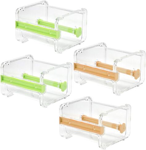 موزع شريط واشي من YOTINO، موزع واشي، موزع منظم حامل شريط واشي من الأكريليك الشفاف مع قاطع للمكتب، 4 عبوات (أخضر وبرتقالي) in Kuwait