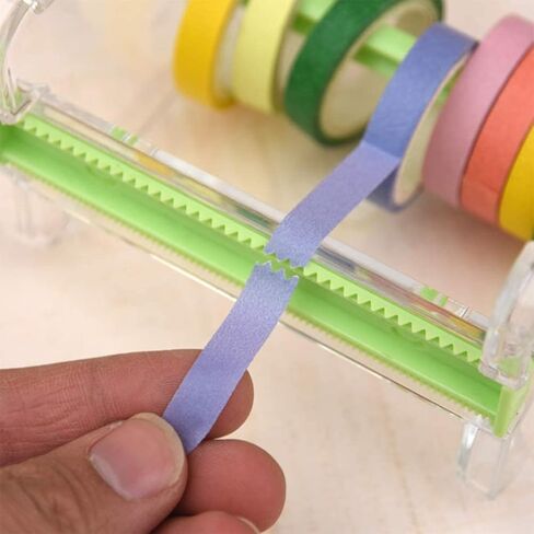 موزع شريط واشي من YOTINO، موزع واشي، موزع منظم حامل شريط واشي من الأكريليك الشفاف مع قاطع للمكتب، 4 عبوات (أخضر وبرتقالي) in Kuwait