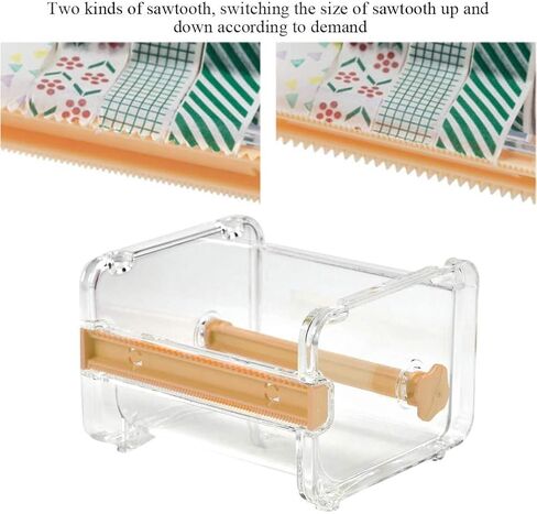 موزع شريط واشي من YOTINO، موزع واشي، موزع منظم حامل شريط واشي من الأكريليك الشفاف مع قاطع للمكتب، 4 عبوات (أخضر وبرتقالي) in Kuwait