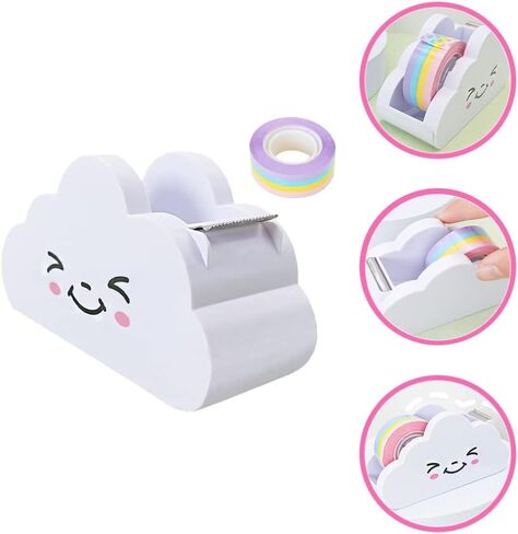 Gadpiparty Creative Cloud Tape Dispenser Decorative Cartoon Tape Cutter with Rainbow Tape for Children School Office Stationery Supplies in Saudi Arabia