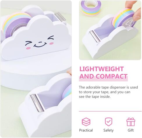 Gadpiparty Creative Cloud Tape Dispenser Decorative Cartoon Tape Cutter with Rainbow Tape for Children School Office Stationery Supplies in Saudi Arabia