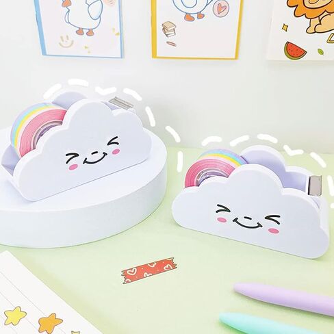 Gadpiparty Creative Cloud Tape Dispenser Decorative Cartoon Tape Cutter with Rainbow Tape for Children School Office Stationery Supplies in Saudi Arabia