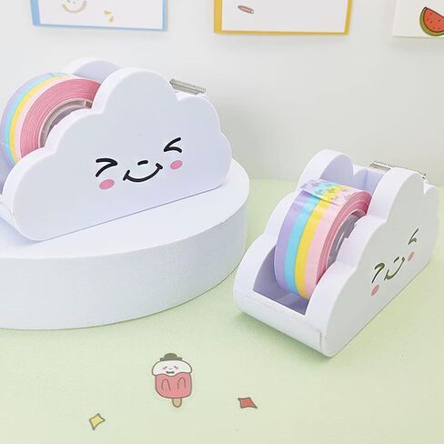 Gadpiparty Creative Cloud Tape Dispenser Decorative Cartoon Tape Cutter with Rainbow Tape for Children School Office Stationery Supplies in Saudi Arabia