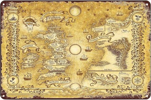 لافتات معدنية عتيقة - لوحة من الشوك والورود، خريطة القصدير، ملصق خيالي، لوحة ديكور فني للحائط، لوحة ديكور فني للمنزل، البار، النادي، المقهى، مقاس 12x8 بوصة in Kuwait