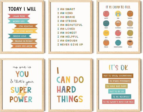 97 DECOR Kids Affirmation Wall Decor - Positive Affirmations for Kids Decor, Affirmation Art Prints Nursery Pictures, Colorful Inspirational Quotes Posters for Classroom Playroom Decor (8x10 UNFRAMED) in Saudi Arabia