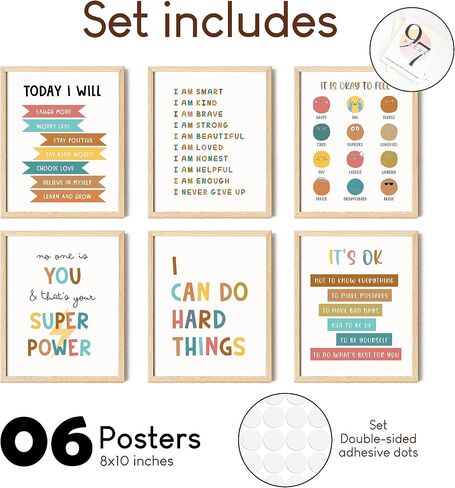 97 DECOR Kids Affirmation Wall Decor - Positive Affirmations for Kids Decor, Affirmation Art Prints Nursery Pictures, Colorful Inspirational Quotes Posters for Classroom Playroom Decor (8x10 UNFRAMED) in Saudi Arabia