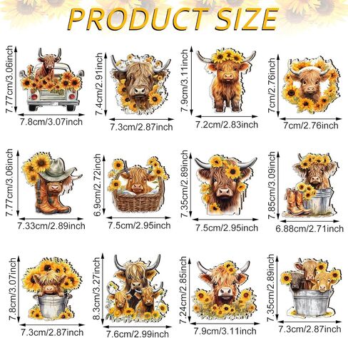 36 Pcs Summer Highland Cow Ornament Wooden Spring Sunflower Cow Decoration for Tree Cartoon Cattle Decorative Hanging Cow Wood Cutouts Pendant Summer Decor for Tree Car Holiday Decor in Saudi Arabia