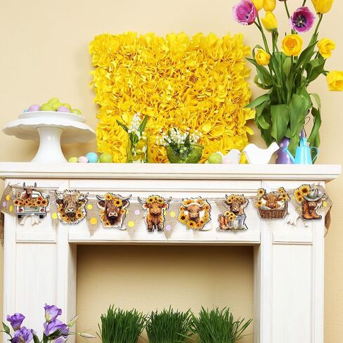 36 Pcs Summer Highland Cow Ornament Wooden Spring Sunflower Cow Decoration for Tree Cartoon Cattle Decorative Hanging Cow Wood Cutouts Pendant Summer Decor for Tree Car Holiday Decor in Saudi Arabia