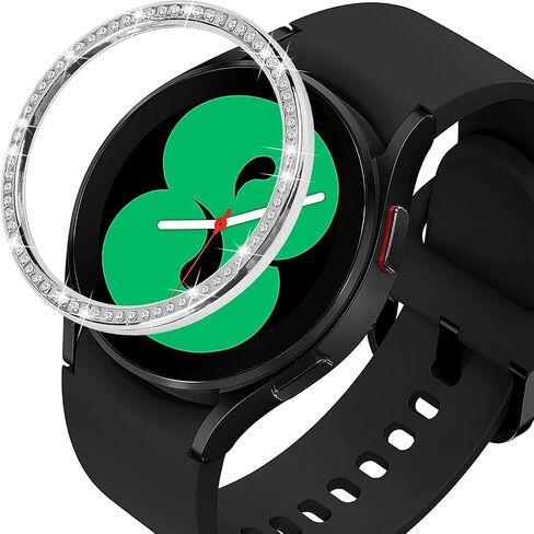 Compatible for Samsung Galaxy Watch 4 40mm Bezel Ring Crystal Bling Glitter Diamond Bezel Loop Adhesive Cover Stainless Steel Metal Bezel Protective Case Cover for Samsung Galaxy Watch 4 40mm in Saudi Arabia