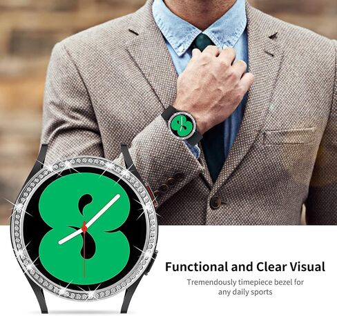 Compatible for Samsung Galaxy Watch 4 40mm Bezel Ring Crystal Bling Glitter Diamond Bezel Loop Adhesive Cover Stainless Steel Metal Bezel Protective Case Cover for Samsung Galaxy Watch 4 40mm in Saudi Arabia