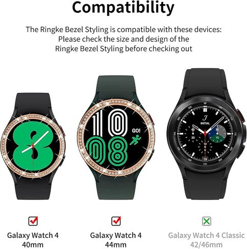 Compatible for Samsung Galaxy Watch 4 40mm Bezel Ring Crystal Bling Glitter Diamond Bezel Loop Adhesive Cover Stainless Steel Metal Bezel Protective Case Cover for Samsung Galaxy Watch 4 40mm in Saudi Arabia