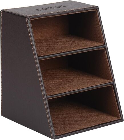 حامل جهاز التحكم عن بعد للتلفزيون من جلد البولي يوريثان، علبة، منظم، تخزين، حامل (بني) in Kuwait