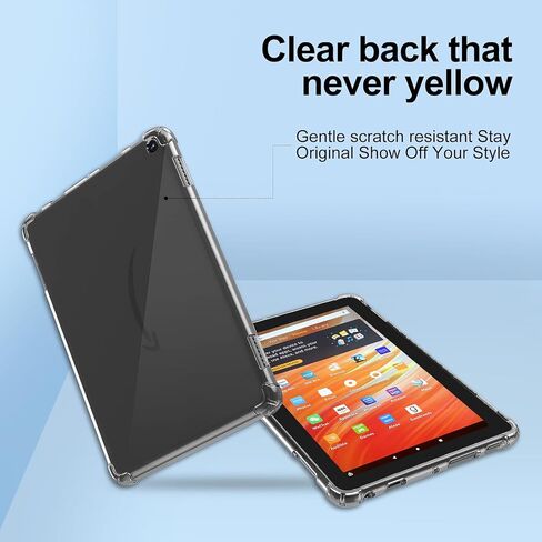 Clear Case for Kindle Fire HD 8 & Fire HD 8 Plus Tablet 8" (Only Fit 12th Generation 2022), JvKzaen Clear Soft Flexible TPU Back Cover Shell for Amazon Fire HD 8 & Fire HD 8 Plus Tablet Transparent… in Kuwait