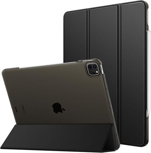 حافظة MoKo لجهاز iPad Pro 12.9 (الجيل السادس/الخامس/الرابع/الجيل الثالث، 2022/2021/2020/2018)، غطاء حامل ذكي مع تنبيه/غفو تلقائي وظهر بلوري شفاف لجهاز iPad Pro الجيل السادس 12.9 بوصة، أسود in Saudi Arabia