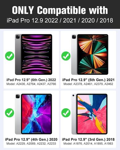 حافظة MoKo لجهاز iPad Pro 12.9 (الجيل السادس/الخامس/الرابع/الجيل الثالث، 2022/2021/2020/2018)، غطاء حامل ذكي مع تنبيه/غفو تلقائي وظهر بلوري شفاف لجهاز iPad Pro الجيل السادس 12.9 بوصة، أسود in Saudi Arabia
