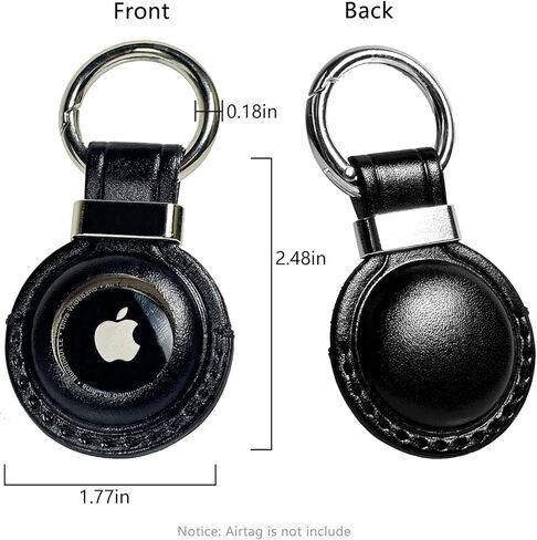 Genuine Leather Airtag keychain for Apple Airtag, Air Tag Handmade Leather Holder with Anti-Losing Key Ring, Durable Protective Airtag Case with Open Face, Classic Black in Kuwait