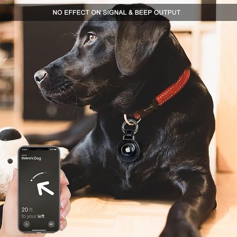 Genuine Leather Airtag keychain for Apple Airtag, Air Tag Handmade Leather Holder with Anti-Losing Key Ring, Durable Protective Airtag Case with Open Face, Classic Black in Kuwait