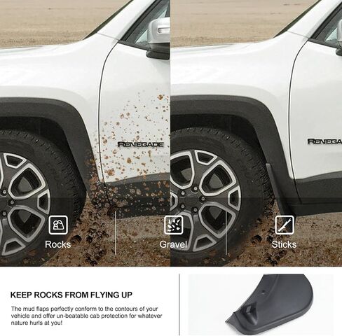 أغطية الطين Kiwi Master متوافقة مع ملحقات Jeep Renegade 2015-2023، واقيات الطين الأمامية والخلفية شديدة التحمل تحل محل OEM # 82214127 82214128 (لا تناسب Trailhawk) in Saudi Arabia