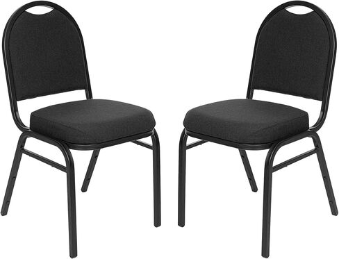 Premium Fabric Upholstered Stack Banquet Chair, Pack of 2, Black/Black in Saudi Arabia
