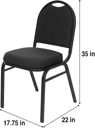Premium Fabric Upholstered Stack Banquet Chair, Pack of 2, Black/Black in Saudi Arabia