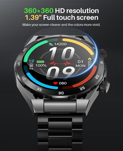 EarlySincere Smart Watch with Bluetooth Call, 1.39" Smartwatches for Men Women, Fitness Watch with Blood Pressure/HR/Sleep, IP67 Waterproof for Android iOS Black in Kuwait