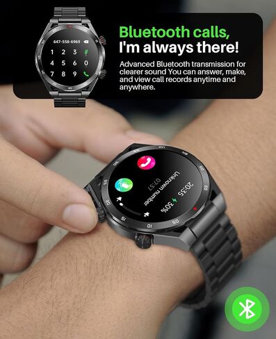 EarlySincere Smart Watch with Bluetooth Call, 1.39" Smartwatches for Men Women, Fitness Watch with Blood Pressure/HR/Sleep, IP67 Waterproof for Android iOS Black in Kuwait