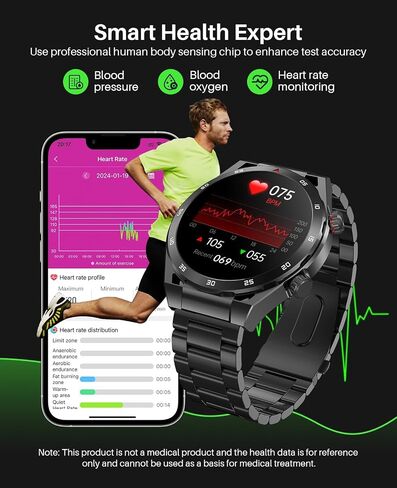 EarlySincere Smart Watch with Bluetooth Call, 1.39" Smartwatches for Men Women, Fitness Watch with Blood Pressure/HR/Sleep, IP67 Waterproof for Android iOS Black in Kuwait