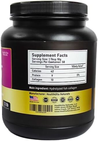 Marine Collagen Powder Type I Hydrolyzed, 1.1 lb./500 Grams Wild-Caught, Fish Friendly, Supplement for Men and Women, Joint Support Health, Skin, Hair & Nails, Paleo, Unflavored in Saudi Arabia