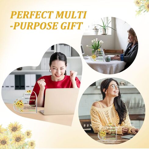 هدايا عباد الشمس من Boss Day للنساء - أوزان ورقية، سيدة رجالية منقوشة بالأكريليك، ذكر عيد الشكر، ثقالة ورق مضحكة، ديكور مكتب للنساء، شفاف، أصفر in Kuwait