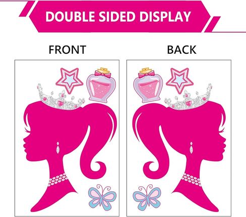 ملصقات نافذة من AnyDesign Hot Pink Princess Girl مكونة من 9 ورقات Let's Go Party ملصقات نافذة مزدوجة الجانب قابلة للإزالة للنساء وحفلات أعياد الميلاد وحفلات العزوبية لتزيين زجاج الحائط، 7.8 × 11.8 بوصة in Kuwait