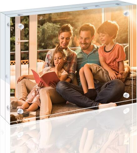 إطارات أكريليك Egofine 4x6 6 عبوات، إطارات صور شفافة بدون إطار بسمك 20 مم، إطارات صور مغناطيسية مزدوجة الجوانب، شاشة سطح مكتب قائمة بذاتها in Kuwait