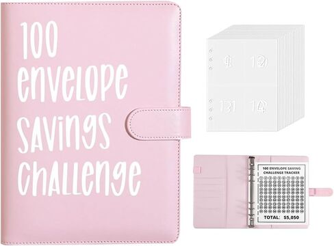 100 Envelopes Money Saving Challenge Binder，Savings Challenges Book to Save $5,050，Easy and Fun Way for 100 Day Money Saving Challenge，Budget Planner With Cash Envelopes in Saudi Arabia