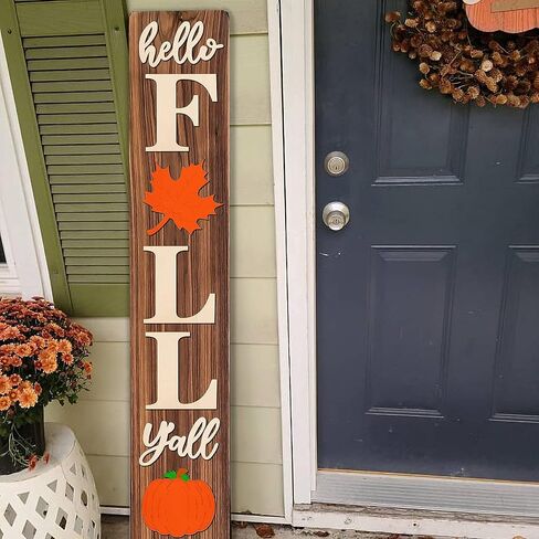 PARBEE Hello Fall Y'all Wood Letters 8 Inch Fall Porch Sign Large Letter Unfinished Cutouts Wooden Decoration for Fall Thanksgiving Farmhouse Decorative Wood Sign in Saudi Arabia